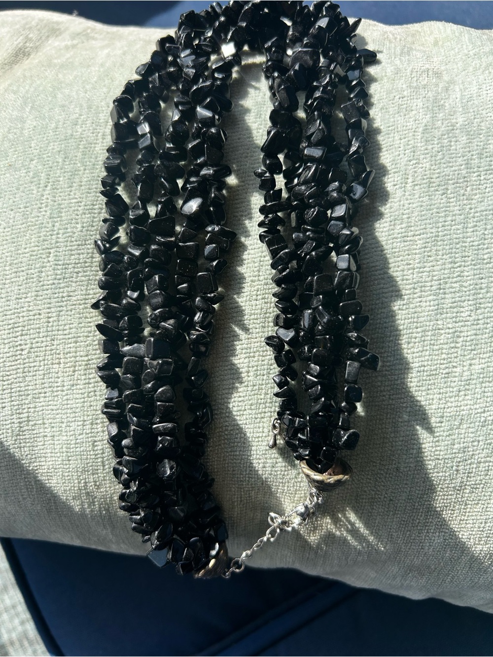 Black Multi-Strand Chip Bead Necklace